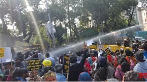 Aam Adami Party (AAP) workers  staged a protest outside the BJP headquarters