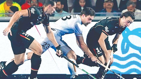 Action during the Belgium-Germany contest