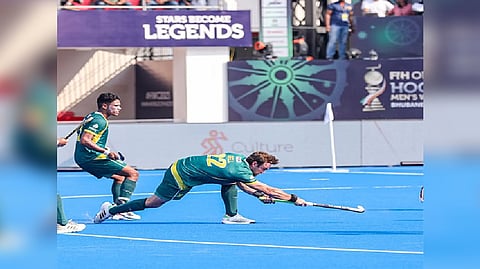 South Africa players in action in their opening clash against Argentina