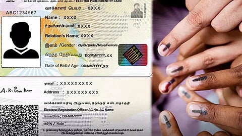 Image of front and back of the new voter ID card (left)