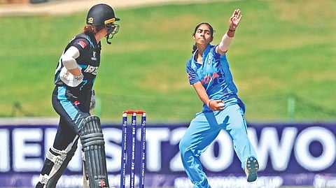 India leg-spinner Parshavi Chopra was adjudged the ?Player of the Match? for her three-wicket haul.