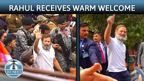 Congress supporters welcome Rahul Gandhi