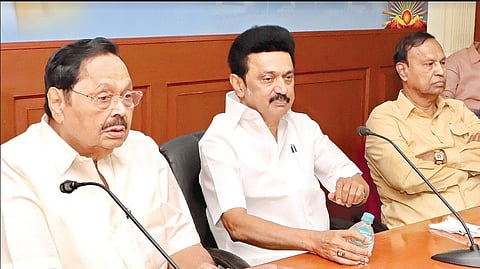 Duraimurugan, CM Stalin and TR Baalu at DMK MPs? meet