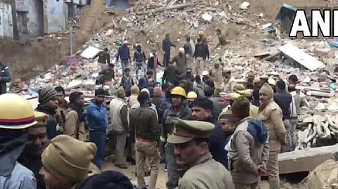 Six residential buildings collapsed today during basement excavation work in Agra