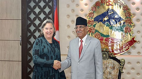 US Under Secretary of State for Political Affairs Victoria Nuland, Nepal PM Pushpa Kamal Dahal