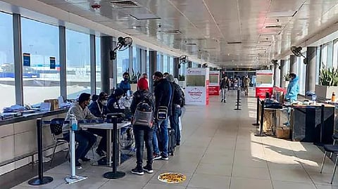 Covid testing at Delhi airport.