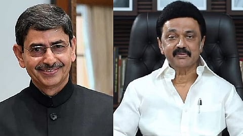 (L)Governor RN Ravi; Chief Minister MK Stalin(R)