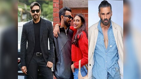 Ajay Devgn, Athiya Shetty, KL Rahul and Suniel Shetty