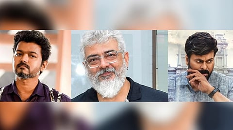 (L -R): Vijay, Ajith Kumar, Chiranjeevi