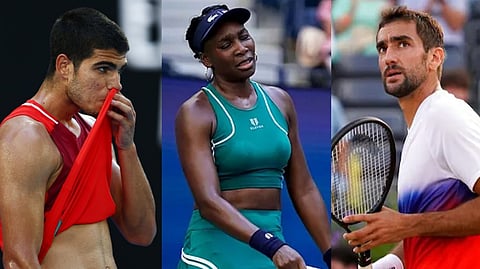 (L to R) Alcaraz, Venus Willams, Marin Cilic
