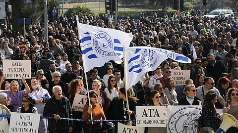 Cyprus people protesting