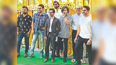 In the pictures, the actor is seen posing with Venkatesh, Rana, and Chaitanya.