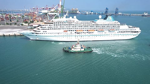 International cruise ship MS Amera berthed at VOC Port in Thoothukudi on Wednesday