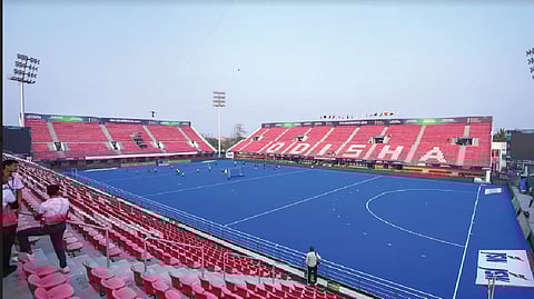 The Kalinga Hockey Stadium in Bhubaneswar is geared up for the World Cup