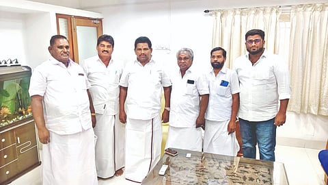 Thanjavur fishermen with Minister Anitha R Radhakrishnan on Saturday