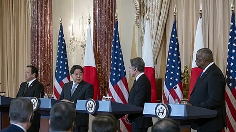 News conference at the State Department.