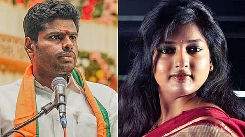 BJP leader K Annamalai and Former BJP leader Gayathri Raguramm