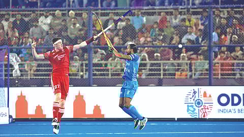 Action from the India-England Pool D match in Rourkela