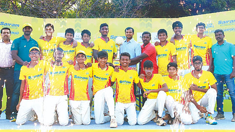 PSBB Millennium School, winner of the Junior Super Kings tournament. India cricketer
T Natarajan is also seen