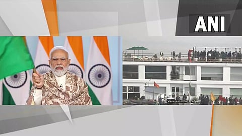 PM Narendra Modi flags off the world's longest river cruise MV Ganga Vilas between Varanasi in Uttar Pradesh and Dibrugarh in Assam