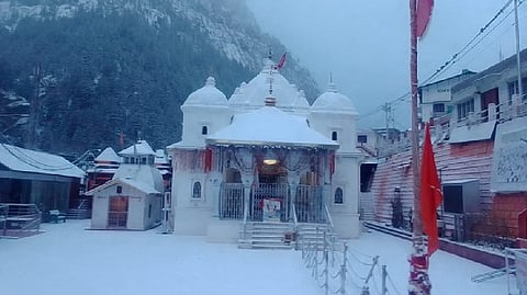 Gangotri Dham covered in snow on Thursday
