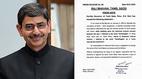 R N Ravi; Press Note