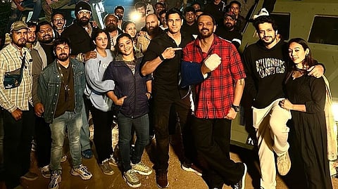 Director-Producer Rohit Shetty with cast & crew of his web series 'Indian Police force'