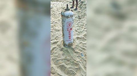 The cylinder washed ashore in Nagapattinam coast on Tuesday