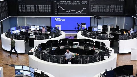 The German share price index DAX graph is pictured at the stock exchange in Frankfurt, Germany