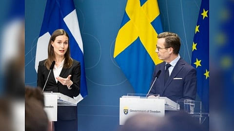 Finland Prime Minister Sanna Marin, Swedish counterpart Ulf Kristersson