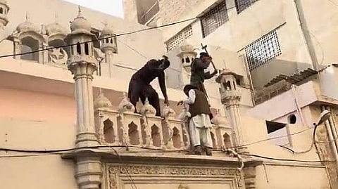 Ahmadi place of worship being vandalised