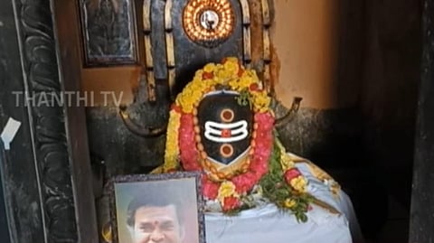 Mayilsany's portrait in the sanctum sanctorum of the Meganatheeswarar Temple