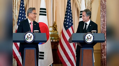 Foreign Affairs Minister Park Jin and US Secretary of State Antony Blinken