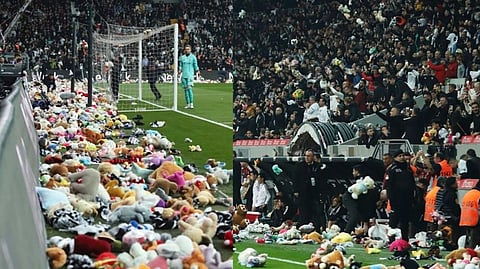 Fans shower football field with toys for quake-hit children in Turkiye