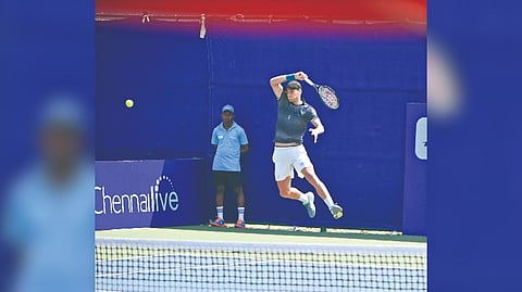 Nino Serdarusic in doubles action on Wednesday