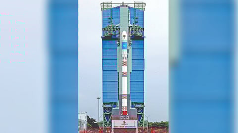 SSLV-D2 on the launch pad
at Sriharikota