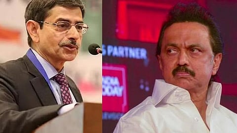 Governor R N Ravi (L), Chief Minister MK Stalin