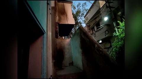 Visuals of the house in Madurai on which a Molotov Cocktail was hurled