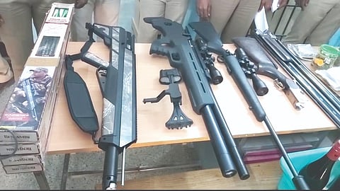 The guns seized from the trio by Tiruporur police