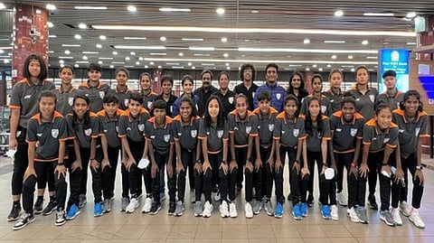 India U-20 Women's team before leaving for Dhaka for SAFF U-20 Championship