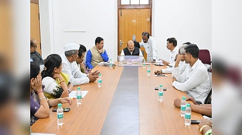 Karnataka CM Basavaraj Bommai chairing meeting