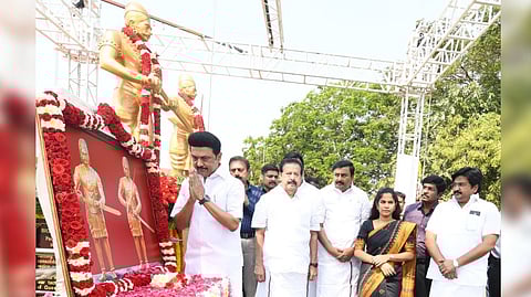 CM Stalin unveils statues of freedom fighters in Gandhi Mandapam