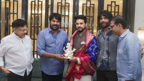 Anurag Thakur with Nagarjuna and Chiranjeevi