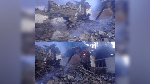 Visuals of the the house that caught fire in Shimla.