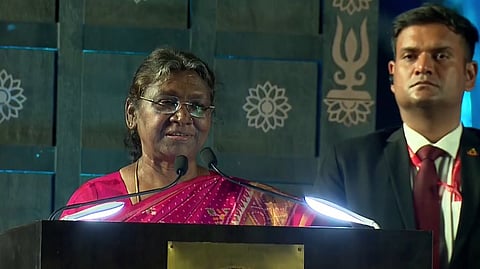 President Draupadi Murmu speaking at Isha Yoga Centre in Coimbatore