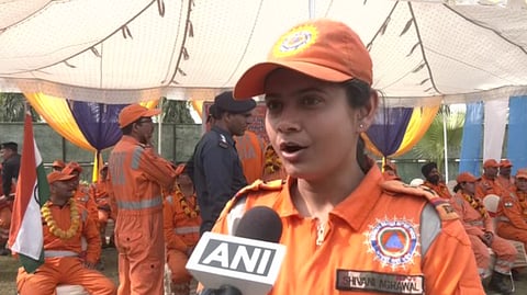 NDRF personnel after returning to India from Turkey