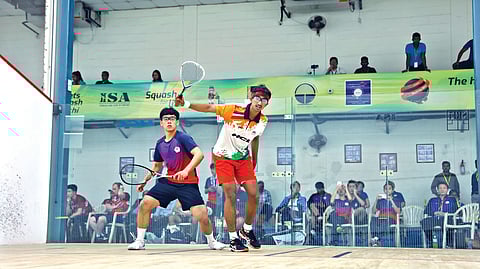 Action during the India-Chinese Taipei Junior Men Group B match