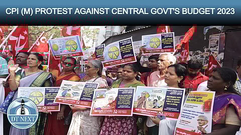 CPI (M) held a protest against Central govt's Budget session 2023