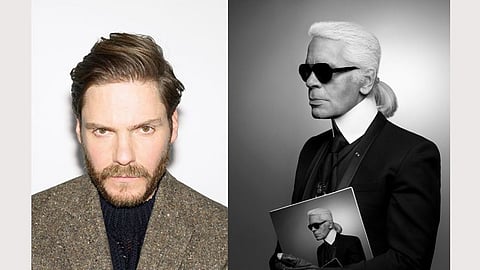 Daniel Bruhl (left); Karl Lagerfeld right