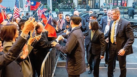 Taiwan President Tsai Ing-wen arrives in New York.